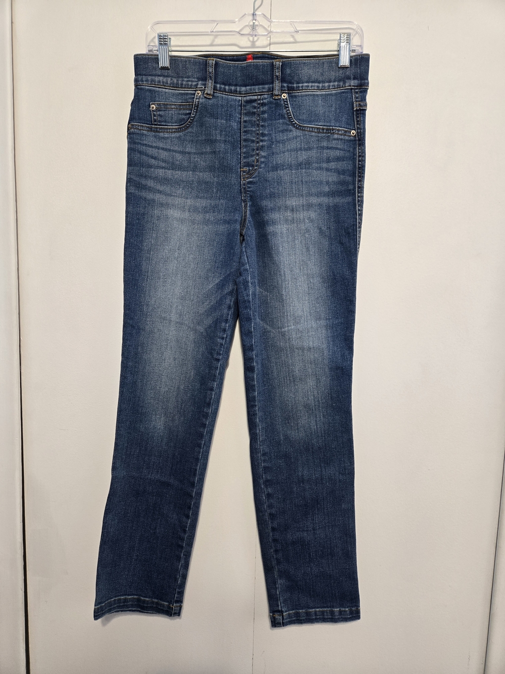 SPANX Stretch‎ Straight Leg Jeans Women's Medium Wash Size M Pull-On Denim